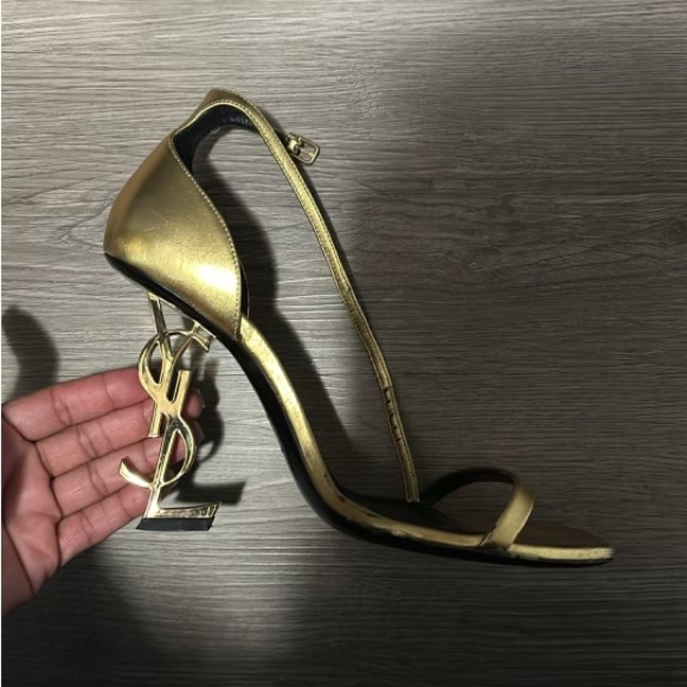 SAINT LAURENT 
Metallic Lambskin Opyum 110 Sandals 38.5 - Picture 6 of 8